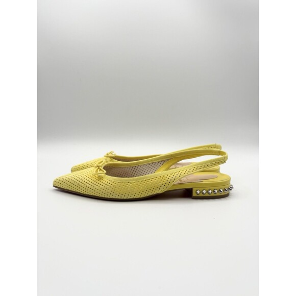 Christian Louboutin Yellow Hall Sling Spiked Slingback Flats Leather Sz EU 36 6 - Picture 4 of 11